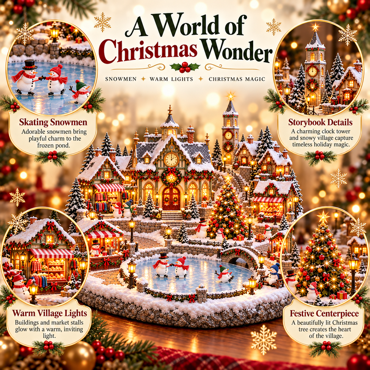 🔥 Last Day 50% OFF-⛄Light-up Snowman Winter Village ❄️ — Christmas Market Festive Scene 🎄✨