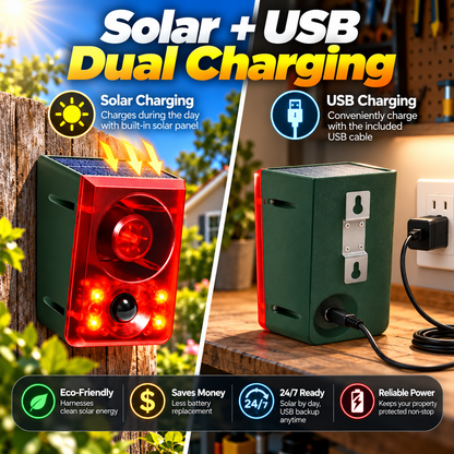 🔥 Last Day 50% OFF-🏠Solar-Powered Outdoor Motion-Activated Alarm – Supports Voice Recording and Volume Adjustment