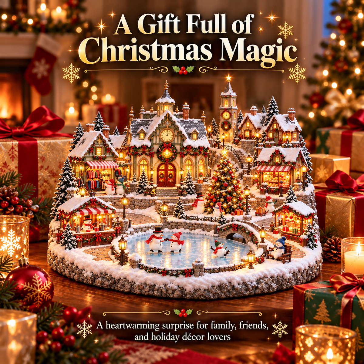 🔥 Last Day 50% OFF-⛄Light-up Snowman Winter Village ❄️ — Christmas Market Festive Scene 🎄✨