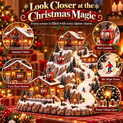 🔥Last Day 49% OFF-✨Christmas-Themed Cable Car And Ski Resort Animated Scene