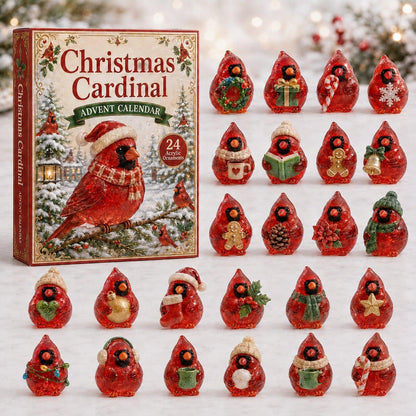 24-Day Cardinal Advent Calendar | Collectible Christmas & Autumn Figurines