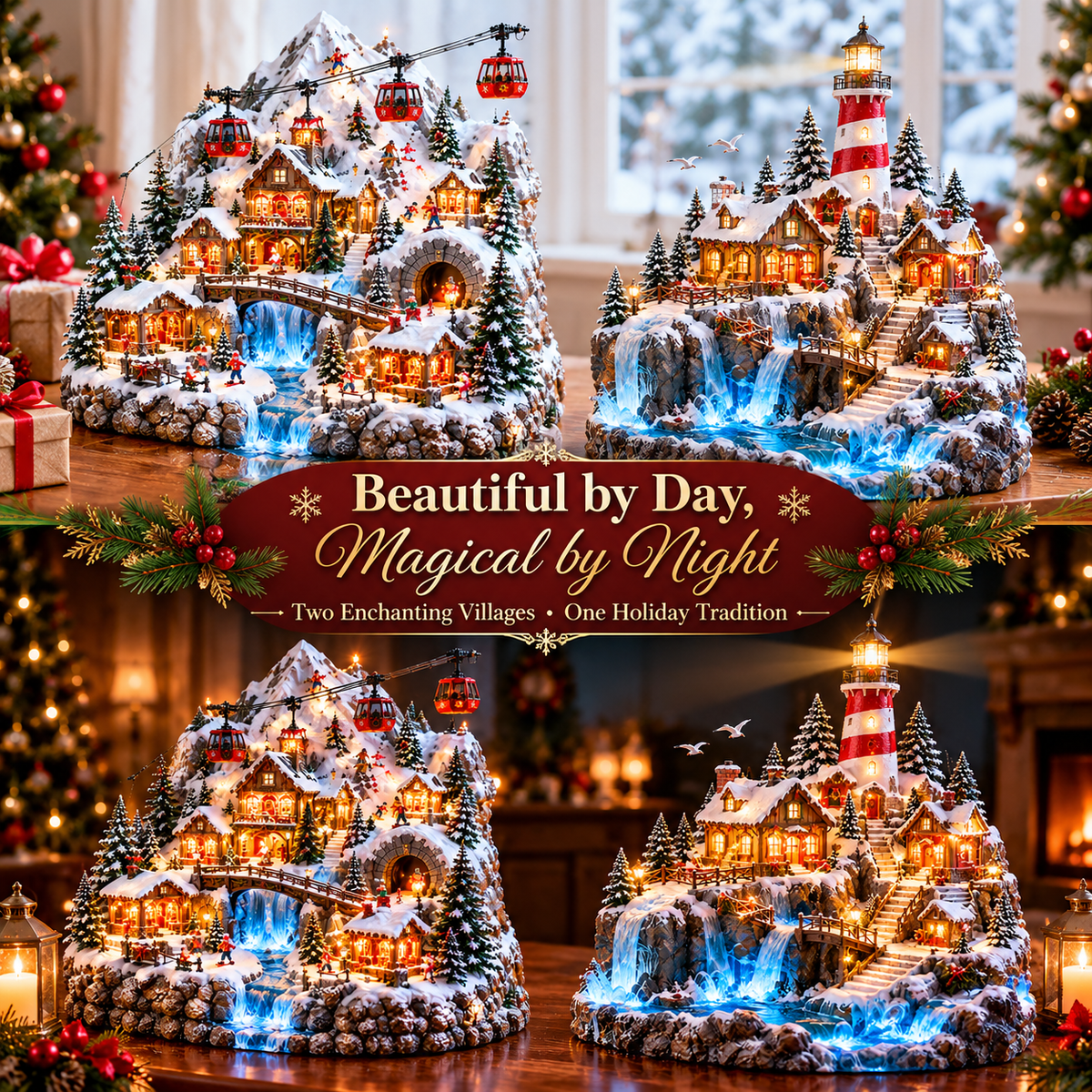 🔥 LAST DAY 49% OFF-✨ Magical Christmas Wonderland Collection – Light-Up Alpine & Lighthouse Villages