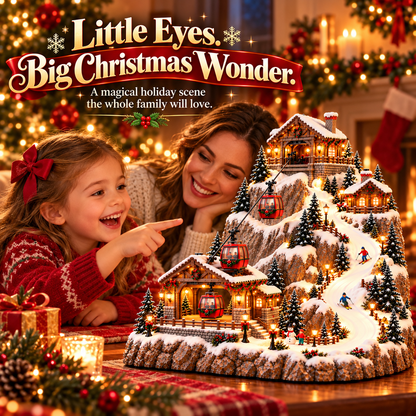 🔥Last Day 49% OFF-✨Christmas-Themed Cable Car And Ski Resort Animated Scene