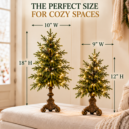 ✨ Last Day 50% OFF-🌙🎄 Vintage-Style Pre-Lit Evergreen Christmas Tree Set
