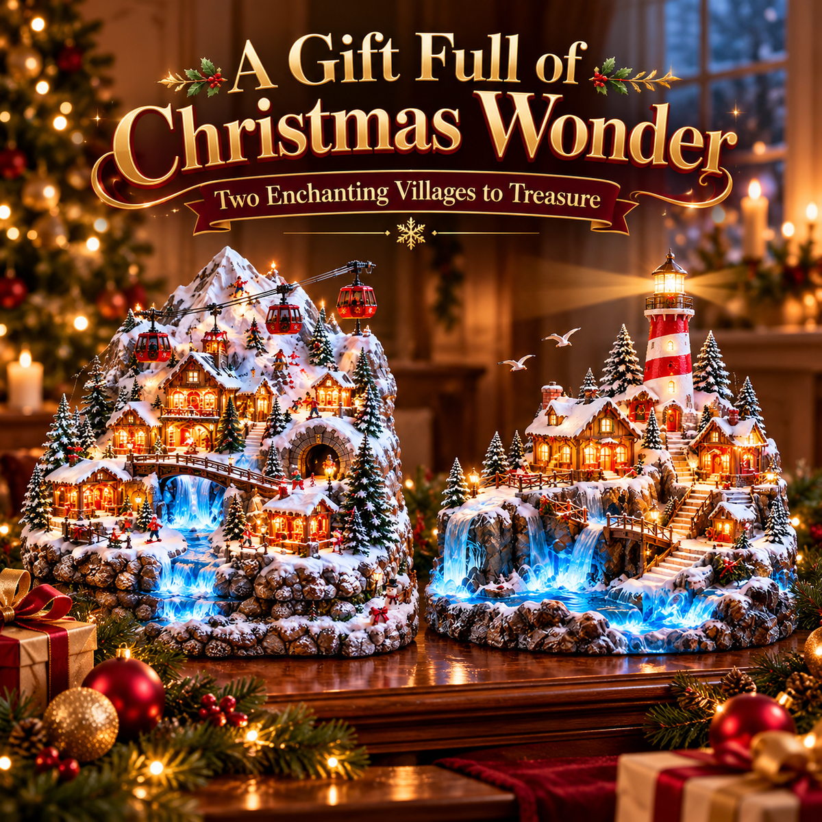🔥 LAST DAY 49% OFF-✨ Magical Christmas Wonderland Collection – Light-Up Alpine & Lighthouse Villages