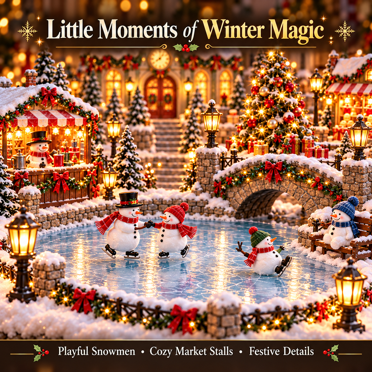 🔥 Last Day 50% OFF-⛄Light-up Snowman Winter Village ❄️ — Christmas Market Festive Scene 🎄✨