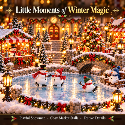 🔥 Last Day 50% OFF-⛄Light-up Snowman Winter Village ❄️ — Christmas Market Festive Scene 🎄✨