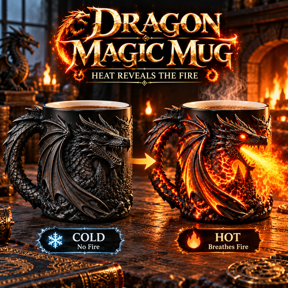 🔥 Last Day 50% OFF 🐉 "Dragon Flame" Heat-Sensitive Color-Changing Magic Mug 🔥