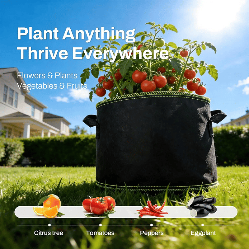 🌱 5-Pack 5 Gallon Grow Bags – Heavy Duty Aeration Fabric Pots with Handles for Vegetables, Flowers & Fruits