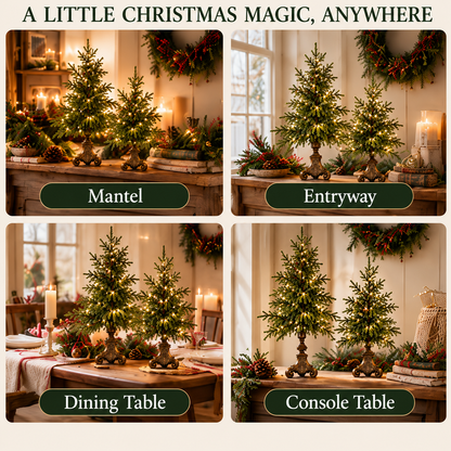 ✨ Last Day 50% OFF-🌙🎄 Vintage-Style Pre-Lit Evergreen Christmas Tree Set