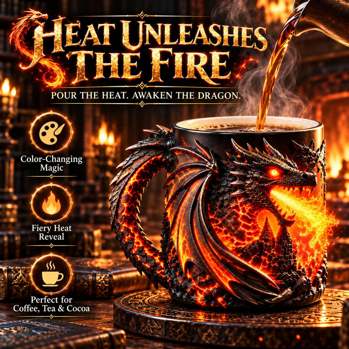 🔥 Last Day 50% OFF 🐉 "Dragon Flame" Heat-Sensitive Color-Changing Magic Mug 🔥