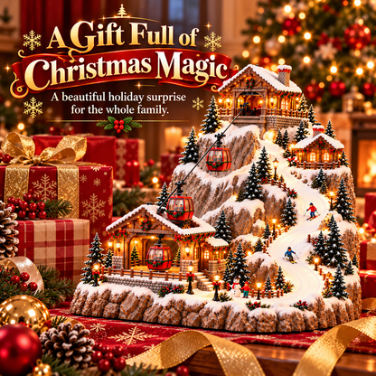 🔥Last Day 49% OFF-✨Christmas-Themed Cable Car And Ski Resort Animated Scene