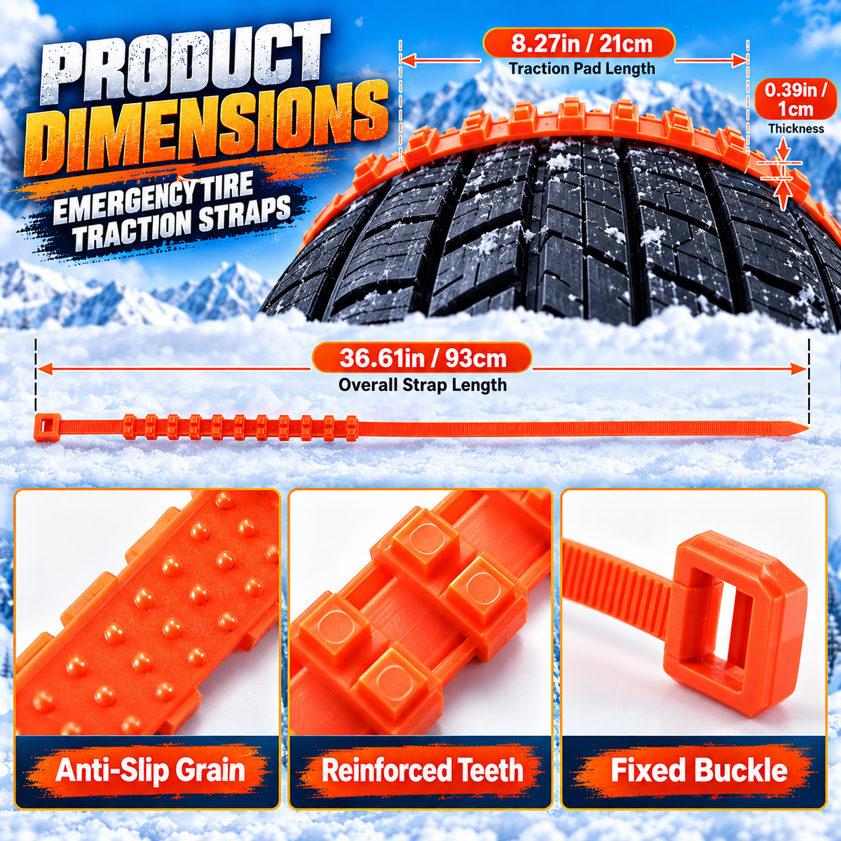 ⏳ Last Day 50% OFF-🚘Reusable Emergency Snow Chains(5-pack)