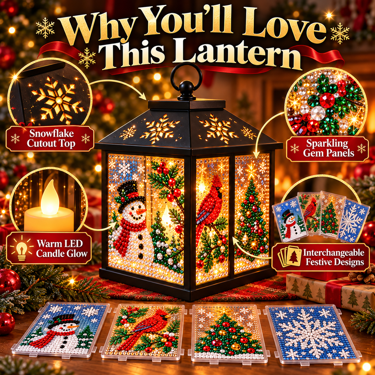 Light-Up Diamond Art Christmas Lantern DIY Kit