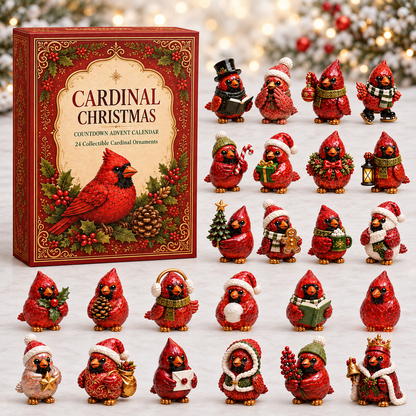 24-Day Cardinal Advent Calendar | Collectible Christmas & Autumn Figurines