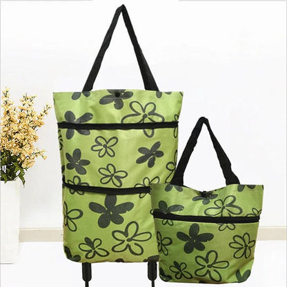 🎁 50% OFF Gift for Mom – 2-in-1 Foldable Shopping Cart with Wheels