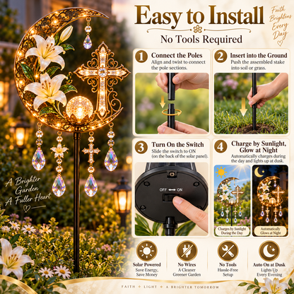 ⏳ Last Day 50% OFF-✝️✨ Cross and Lily Solar Garden Wind Chime Light