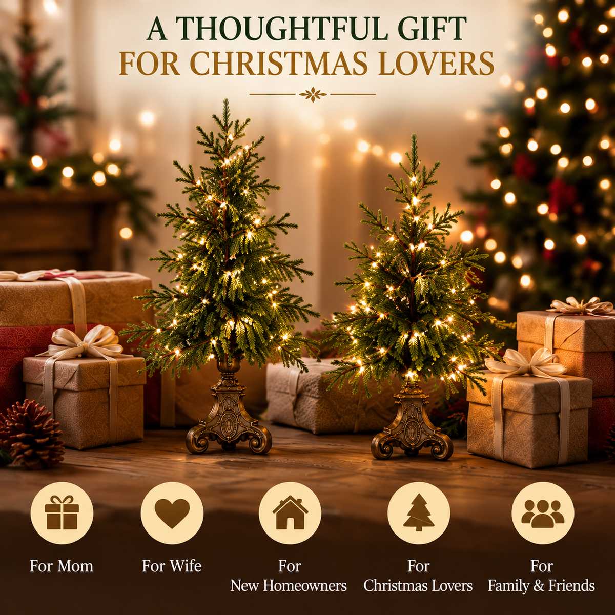✨ Last Day 50% OFF-🌙🎄 Vintage-Style Pre-Lit Evergreen Christmas Tree Set