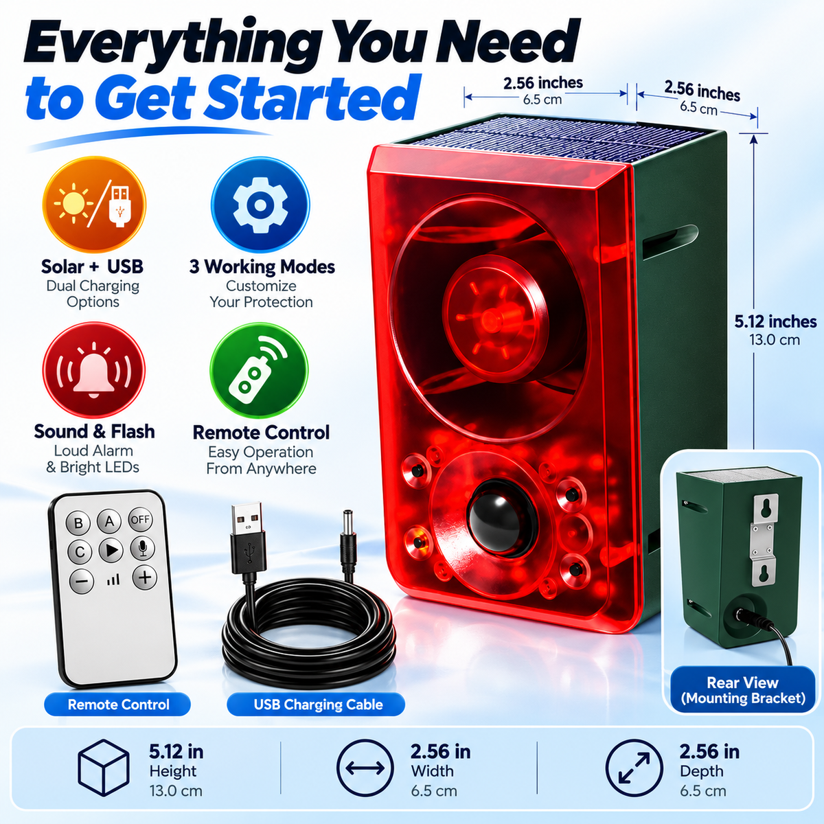 🔥 Last Day 50% OFF-🏠Solar-Powered Outdoor Motion-Activated Alarm – Supports Voice Recording and Volume Adjustment