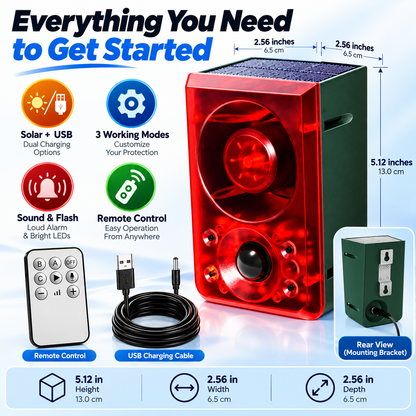 🔥 Last Day 50% OFF-🏠Solar-Powered Outdoor Motion-Activated Alarm – Supports Voice Recording and Volume Adjustment