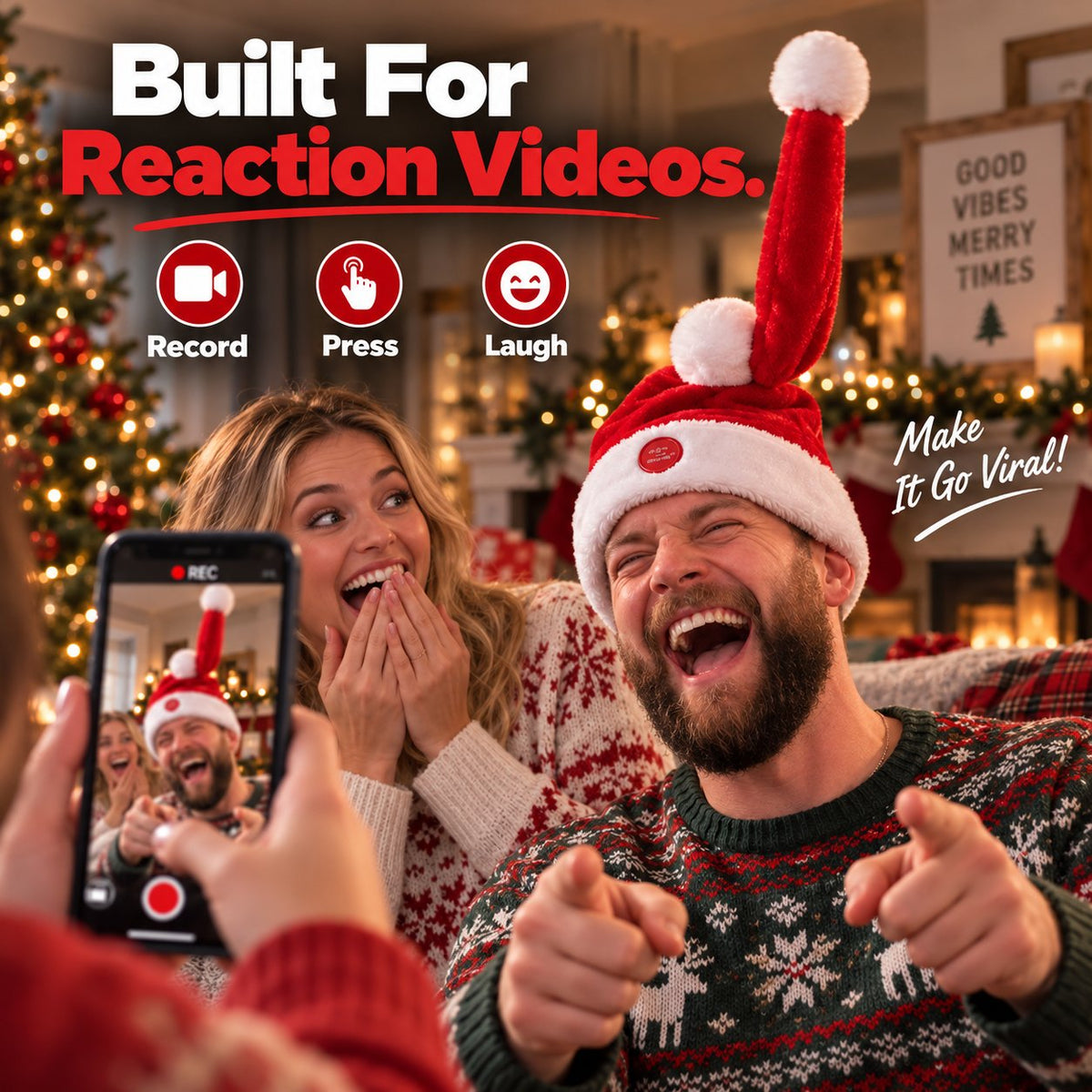 🔥LAST DAY 50% OFF -😂JollyRise™ Animated Santa Hat