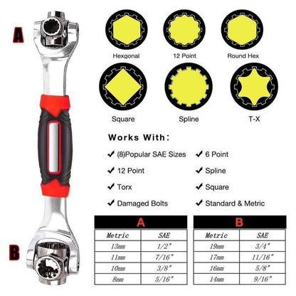 52 in 1 Socket Wrench Tool,Universal Wrench with Multifunction 360 Degree Rotating Head