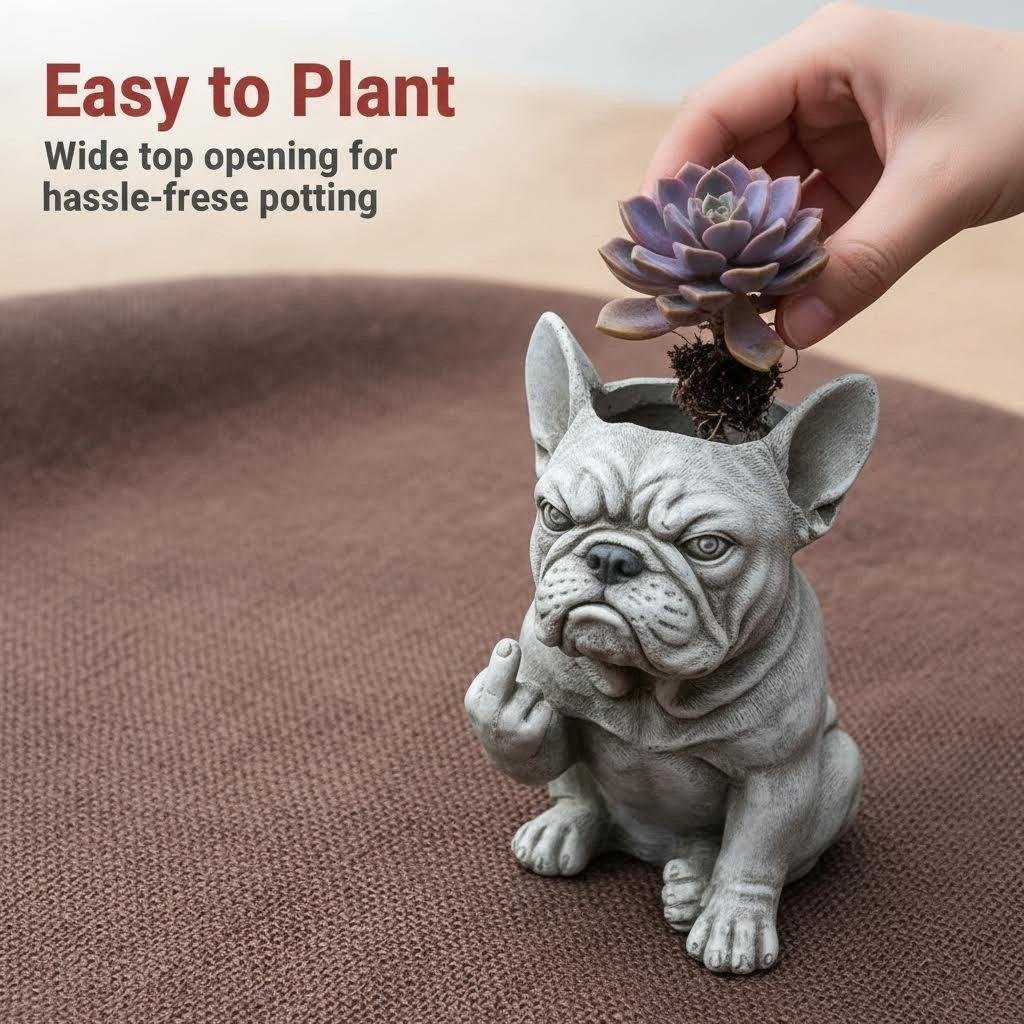 🐶 Limited-Time 58% OFF - Grumpy French Bulldog Planter (Plants not included)