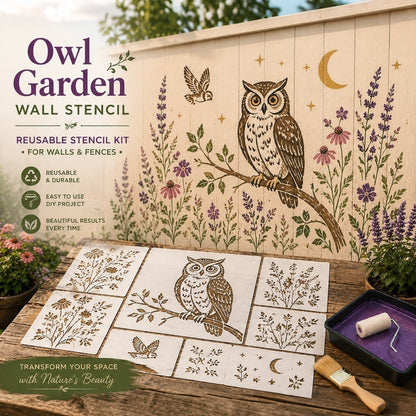🌿🌸Garden Bloom Wall Stencil Collection – Reusable DIY Floral Painting Templates