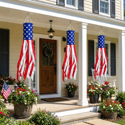 🔥2 Packs 50" Patriotic LED Windsocks American Flag Decor with Lights