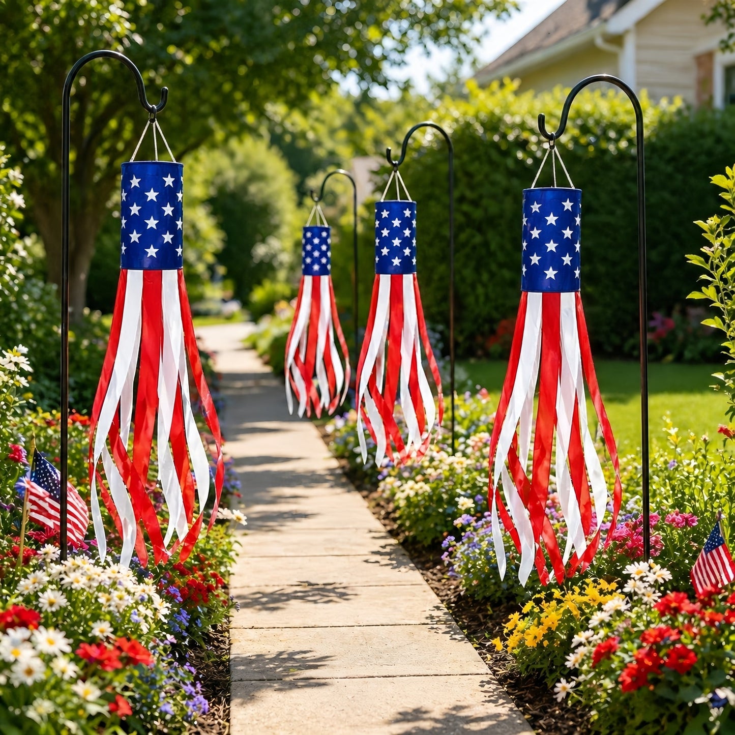 🔥2 Packs 50" Patriotic LED Windsocks American Flag Decor with Lights