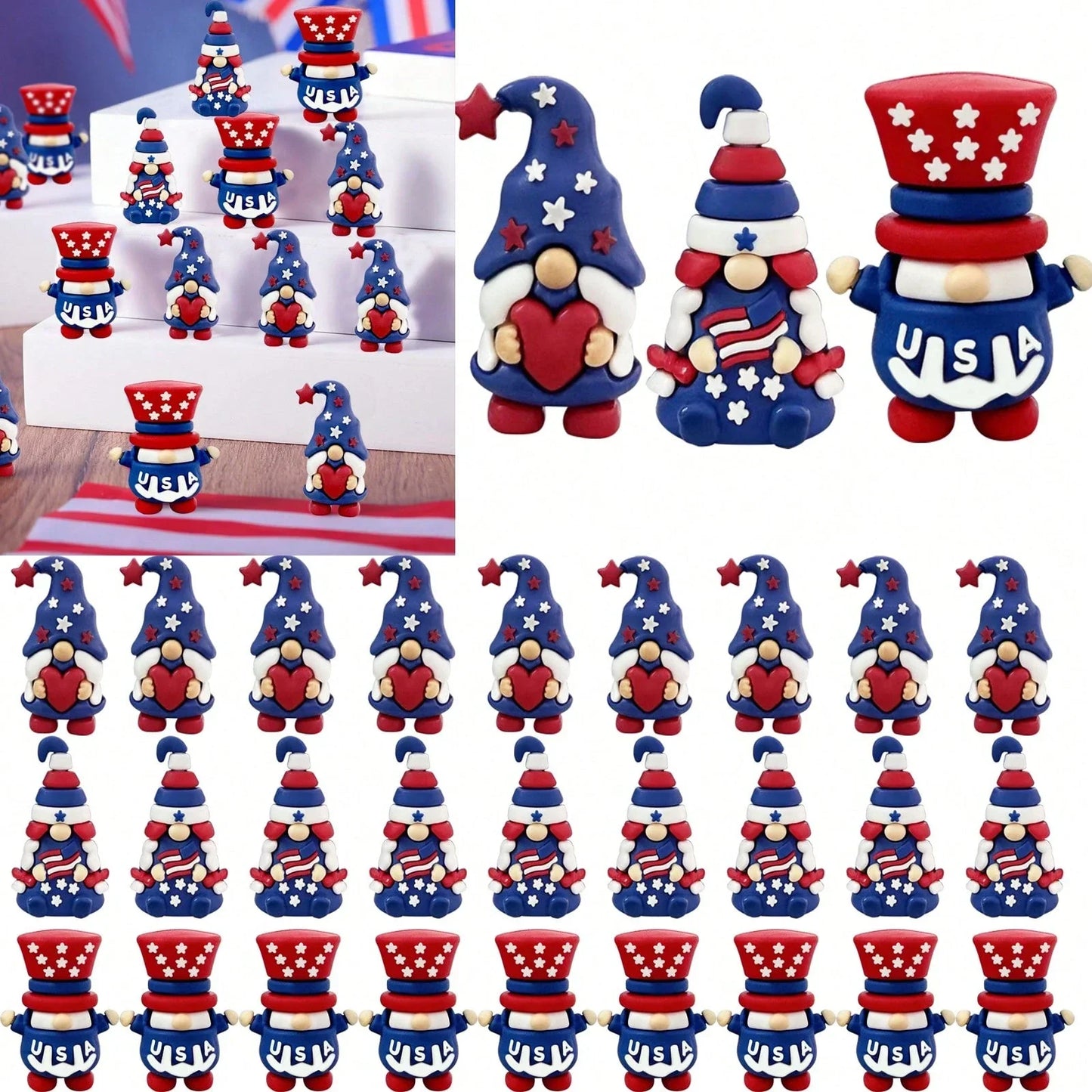 🇺🇸 4th of July Patriotic Gnome Figurines Independence Day Home Decor