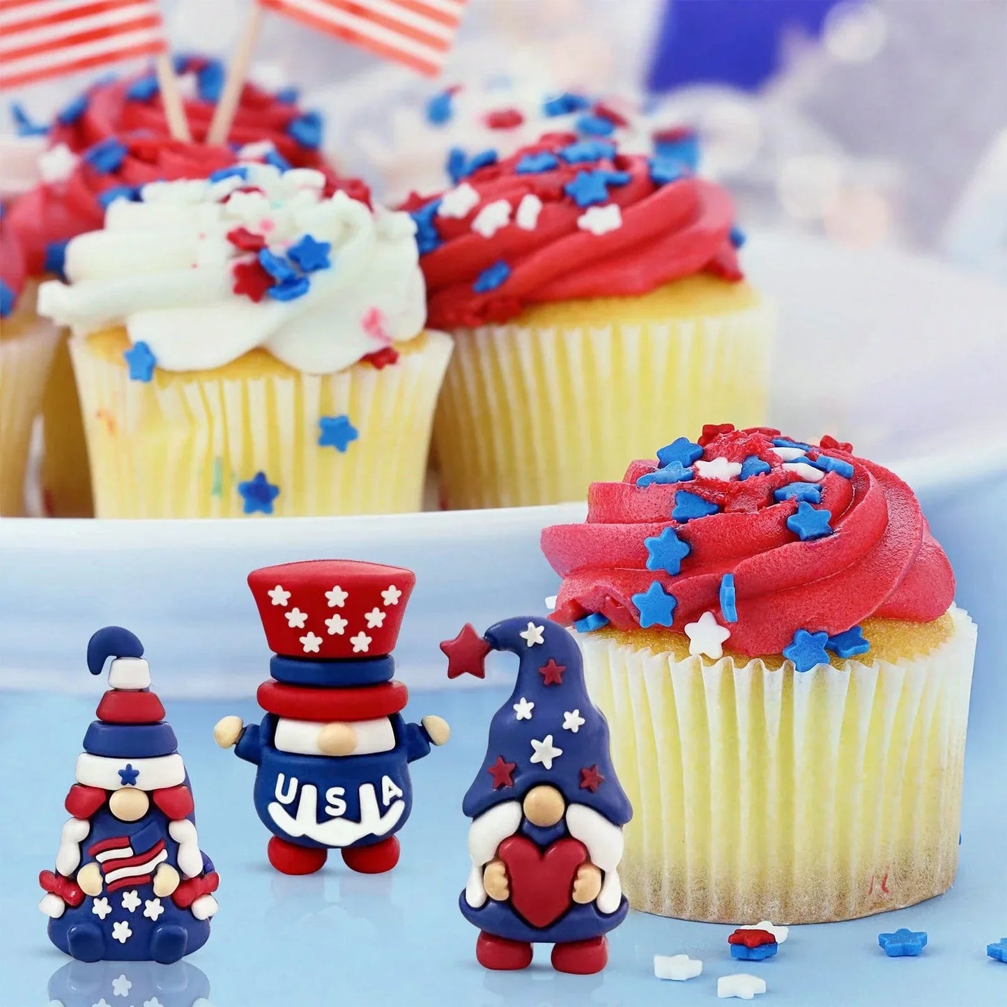 🇺🇸 4th of July Patriotic Gnome Figurines Independence Day Home Decor