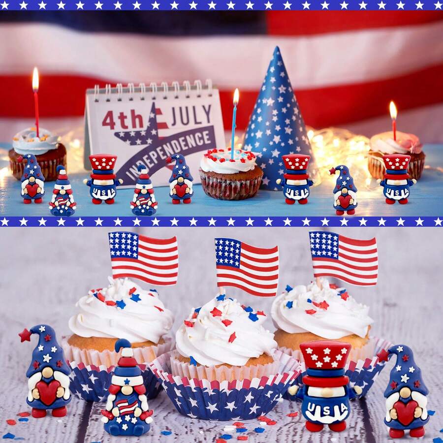🇺🇸 4th of July Patriotic Gnome Figurines Independence Day Home Decor