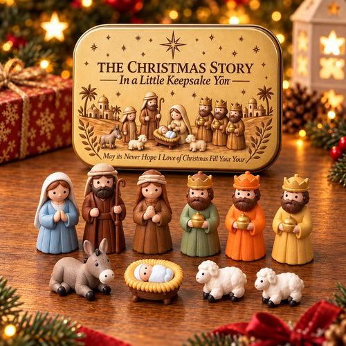 ✨Last Day 49% OFF-✝️ Mini Nativity Scene Keepsake Tin — Pocket-Sized Christmas Holy Family Set