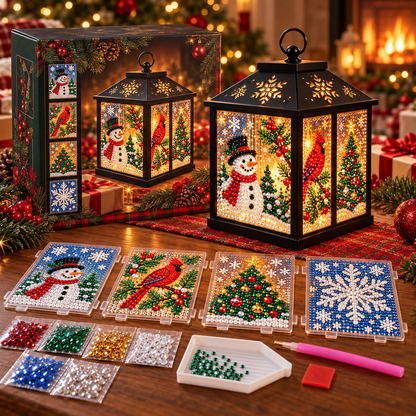 Light-Up Diamond Art Christmas Lantern DIY Kit