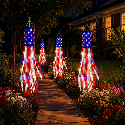 🔥2 Packs 50" Patriotic LED Windsocks American Flag Decor with Lights
