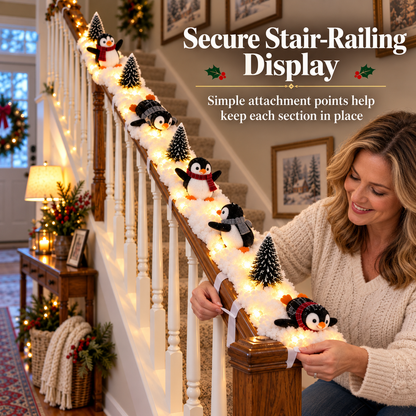 🎄 Christmas Special 50% OFF-🐧Playful Penguin Snowy Stair Railing Decor