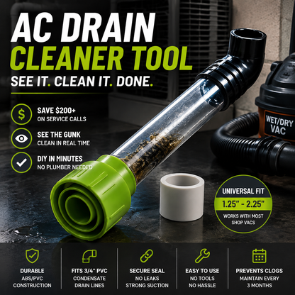 ❄️ HVAC AC Drain Line Cleaner Adapter for PVC Unclogging