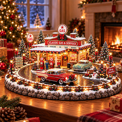 🔥Last Day 49% OFF🔥🚗🎄 Christmas Classic Gas Station Village™ – Lighted Vintage American Gas Station with Classic Cars