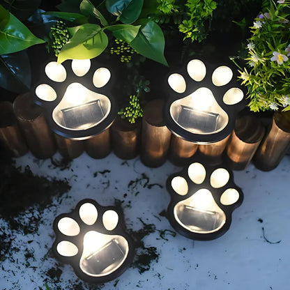 Solar-Powered Paw Print Outdoor Lights