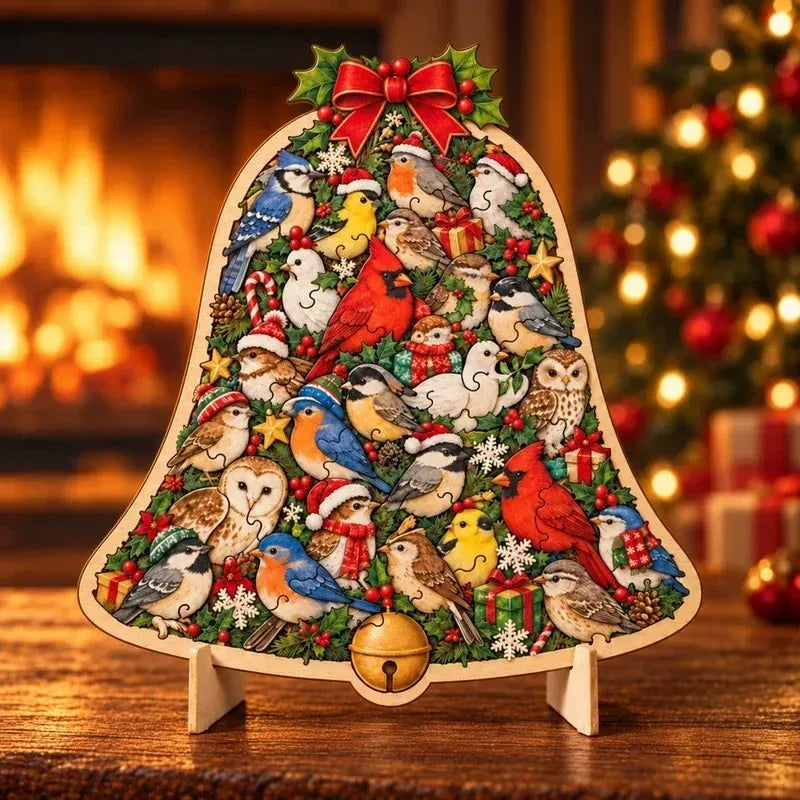 ⏳ Last Day 49% OFF –🎄🧩 Wooden Christmas Puzzle with Stand