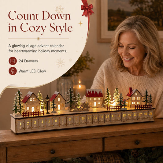 Wooden Village Advent Calendar With Led Glow🎁🌲