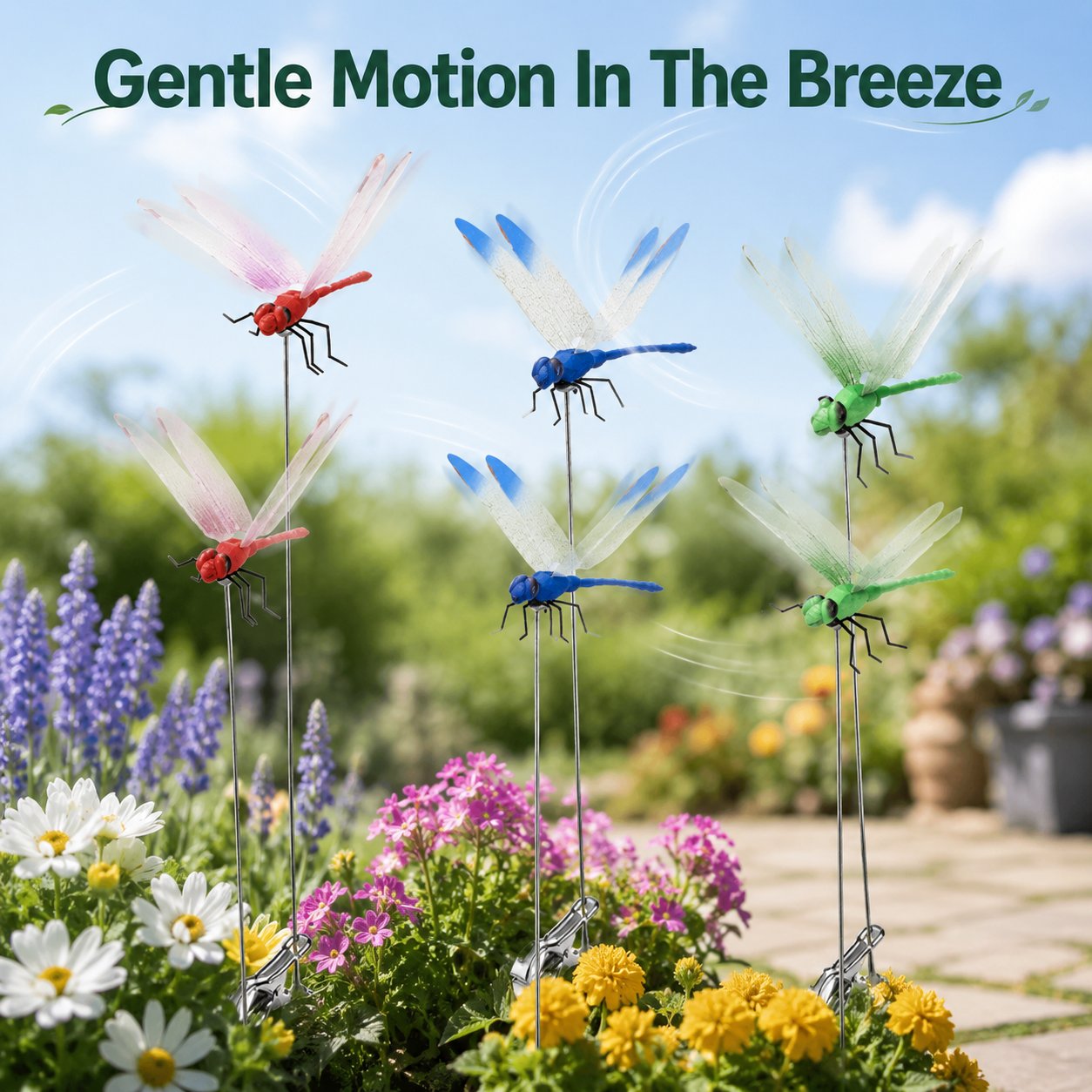 3D Dragonfly Garden Stakes With Clips