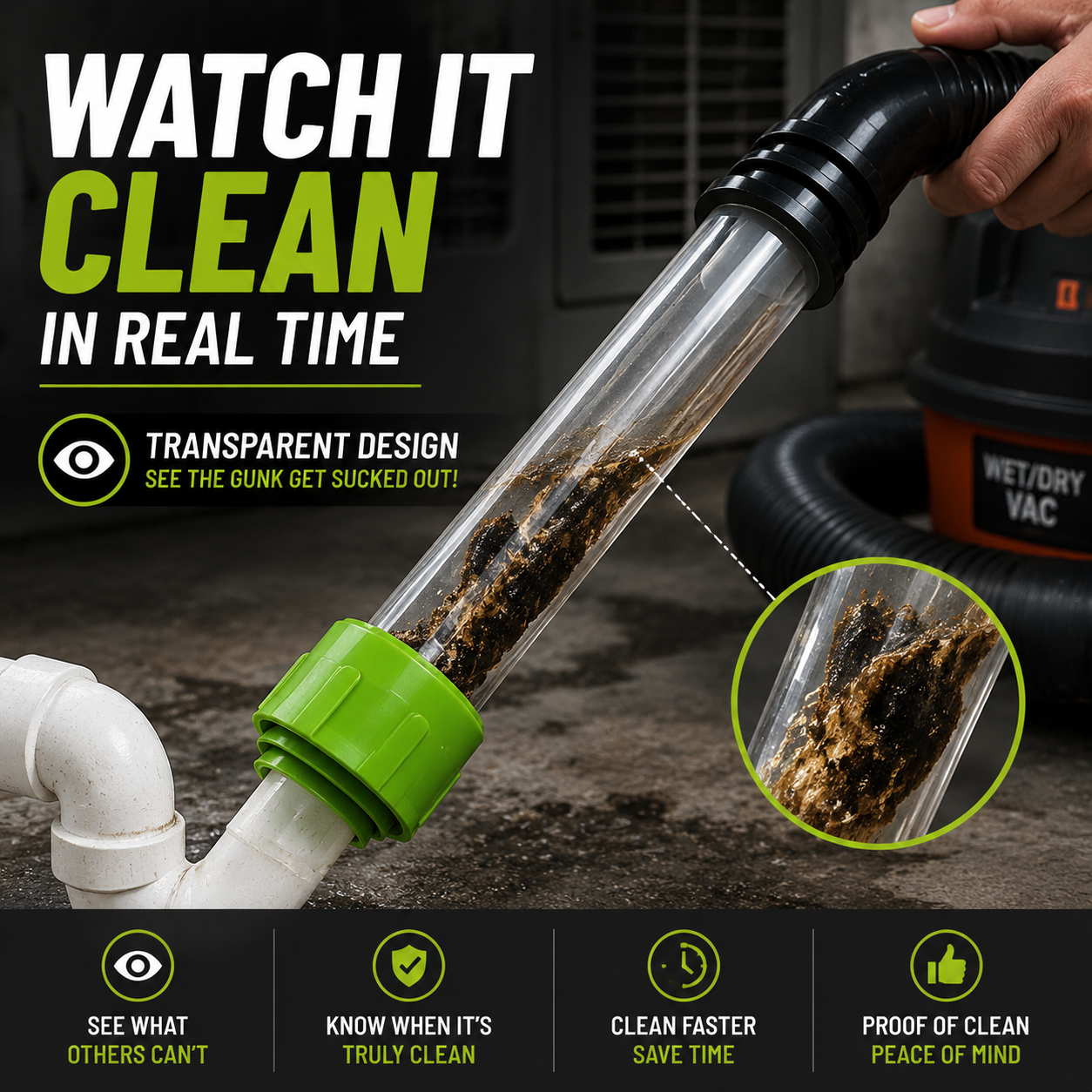 ❄️ HVAC AC Drain Line Cleaner Adapter for PVC Unclogging