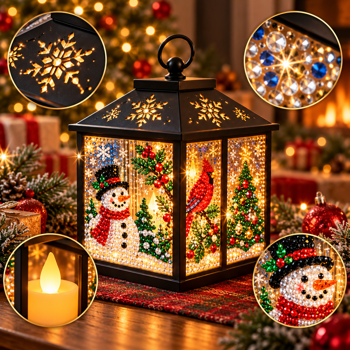 Light-Up Diamond Art Christmas Lantern DIY Kit