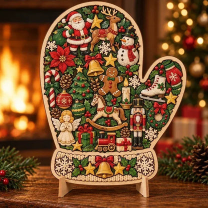 ⏳ Last Day 49% OFF –🎄🧩 Wooden Christmas Puzzle with Stand