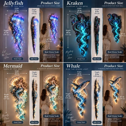 ⏰Limited Stock 49% OFF - 🌊✨ Enchanted Ocean Legends™ Lighted Wall Décor Collection 🐋🧜‍♀️