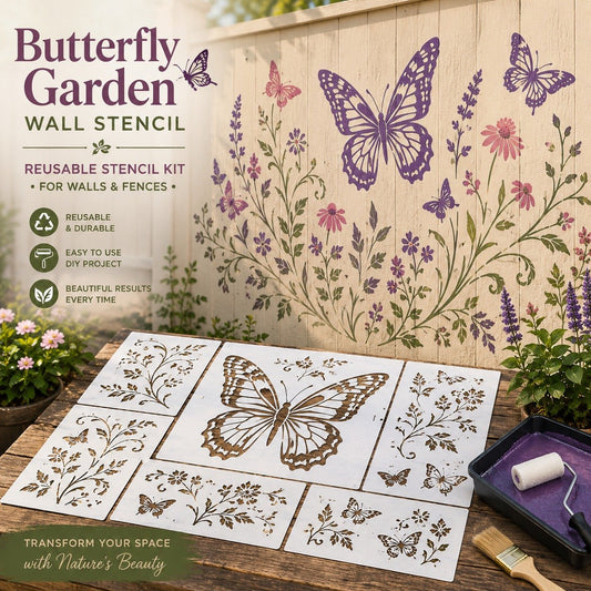 🌿🌸Garden Bloom Wall Stencil Collection – Reusable DIY Floral Painting Templates