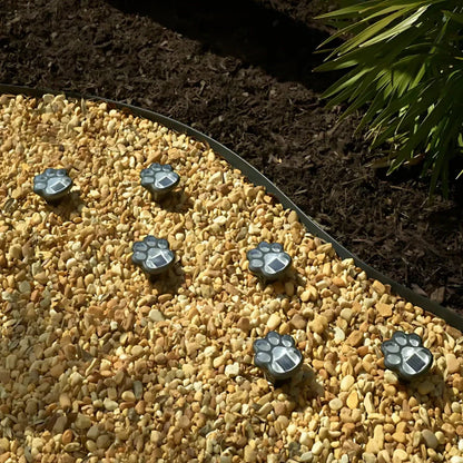 Solar-Powered Paw Print Outdoor Lights