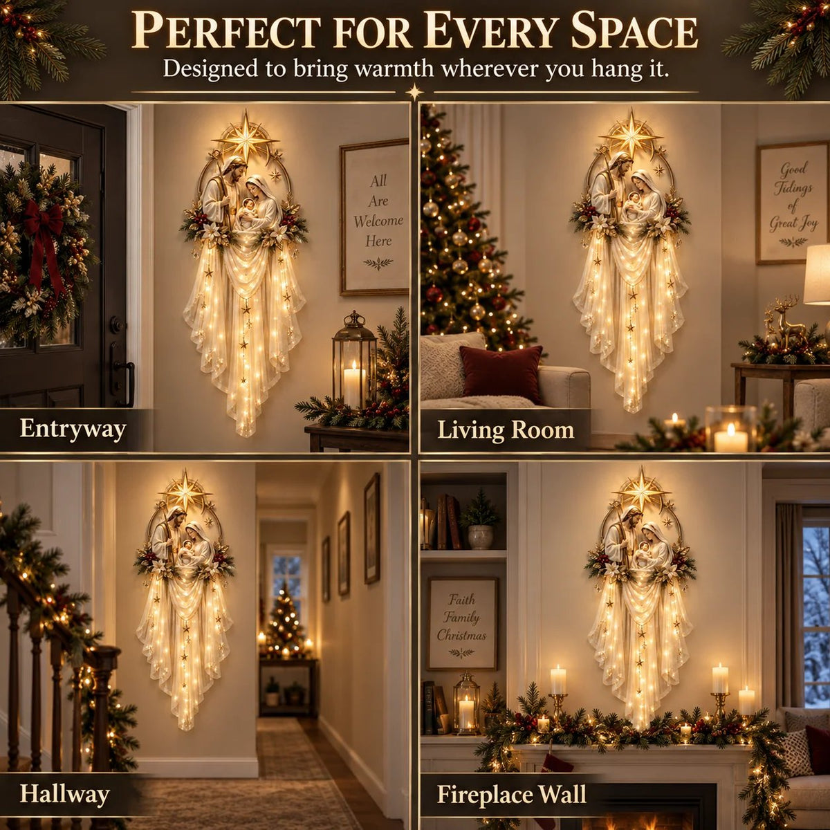 ✨49% OFF Today -⭐ Holy Family Glow™ Illuminated Nativity Wall Hanging